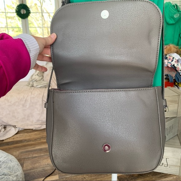 Crossbody Women’s Shoulder Purse Grey Faux Leather - Picture 14 of 15